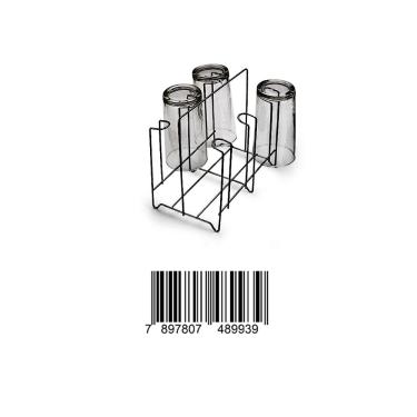 Imagem de Porta Copos Aço 6 Unidades Arthi Black Life Organizador Cozinha