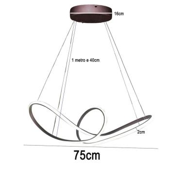 Imagem de Lustre Pendente Aneis Infinito Arco 3 Em 1 Led 49w Luminaria Ambiente Sala De Estar Qua...
