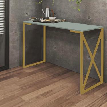 Imagem de Aparador Buffet 90cm Bex Industrial Office Cantinho do Café Ferro Dourado mdf Verde Oliva - Ahazzo Móveis