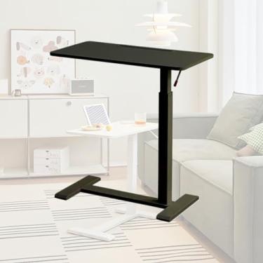 Imagem de Mesa de cama, mesa de cama de hospital ajustável com rodas ocultas, carrinho de mesa pneumático com rodinhas de 63,5 a 104 cm, para ler, comer, acampar, idosos