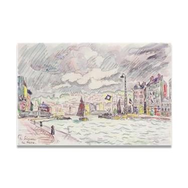 Imagem de Le Havre With Rain Clouds Arte Paisagem Impressionista Pintura a Óleo Sobre Tela Pintura Abstrata Decoração Home Office Impressão em Tela Arte de Parede 120 x 80 cm