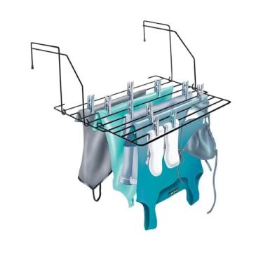 Imagem de Varal De Chão Com Abas Reforçado Aço Para Seca Roupas Dobrável Portátil 11kg Casa Apartamento(Portátil - Preto)