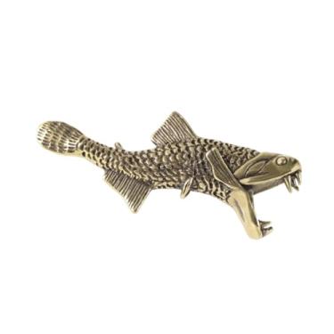 Imagem de IEUDNS de escultura de peixe de latão Tea Pet Ornament Decoration Decoração de peixes Mini Animal Figure for Desk Bookshelf Study