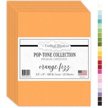 Imagem de Papel cartolina Fizz laranja em tom pop da Cardstock Warehouse – 25 folhas, 21,6 x 28 cm - 45,4 kg / 270 GSM cartolina laranja premium para corte, artesanato, impressão, fabricação de cartões e