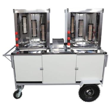 Imagem de Carrinho de Churrasco Grego Duplo Toldo e Rodas Pneumáticas Cefaz