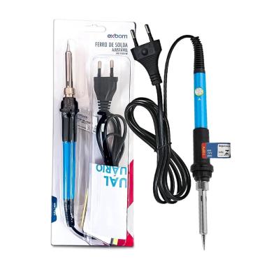 Imagem de Ferro de Solda Elétrico 127V | Potência Ajustável 15-60W | 200°C a 450°C | 5 Ponteiras + Suporte + Esponja | Ideal para Reparos e Projetos