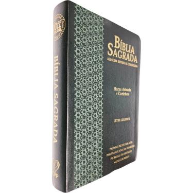 Imagem de Bíblia Sagrada ARC FC Capa PU Luxo Estrela Preto e Verde PDA PJV PED MC Harpa Avivada e Corinhos Letra Gigante CPP