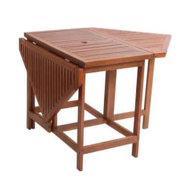 Imagem de Conjunto Dobrável Em Madeira Maciça De Eucalipto Rosa Acompanha 6 Cadeiras Pratico E Durável Com Furo Para Ombrelone