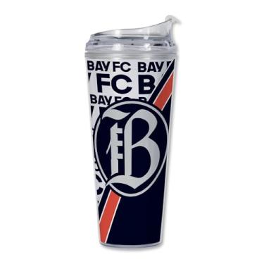 Imagem de Rico Industries Copo de acrílico NWSL Bay FC 680 g com tampa articulada, copo de parede dupla oficialmente licenciado com canudo