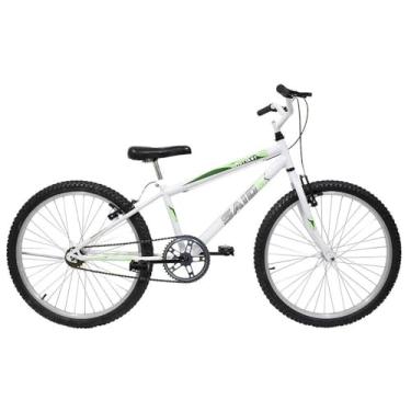 Imagem de Bicicleta Aro 24 Bike Sem Marchas Feminina e Masculina Saidx Premium, Quadro em Aço, Freio V-Brake (Branco/Verde)