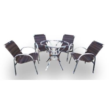 Imagem de Conjunto De Fibra Sintética Lotus - 4 Cadeiras e 1 Mesa