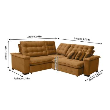 Imagem de Sofá Manchester 2.63x2.63m De Canto, Retrátil E Reclinável - Terra