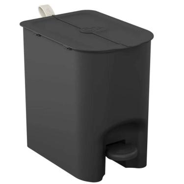 Imagem de Lixeira Borboleta com Pedal 6L de Banheiro Coza Preta Alça Interna Sacola Lixo