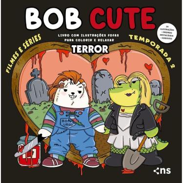 Imagem de BOB CUTE – FILMES E SERIES TERROR - Livro com ilustrações fofas e originais para pintar, páginas destacáveis e acompanha uma cartela de adesivo - pape