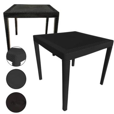 Imagem de Mesa Rattan Retangular – 80x80 4 Lugares Desmontável Plastico Area de Lazer Festas Escola Casa (PRETO)