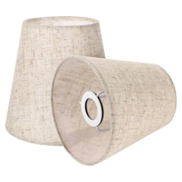 Imagem de Angoily 2 peças de abajures de tecido, abajur pequeno para candeeiros de mesa, abajur de linho de substituição, lâmpada de pano de barril, abajur de lâmpada de encaixe