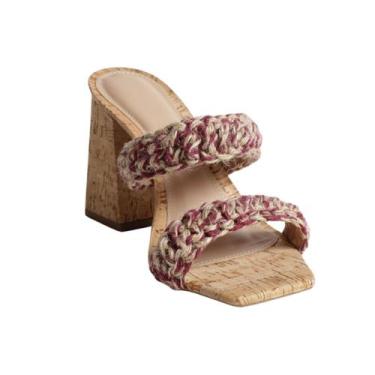 Imagem de Tamanco Salto Bloco 9cm - Laços Crochê - FLYSHOES, 37
