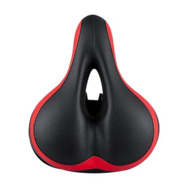Imagem de UGPLM Assento de bicicleta, selim de bicicleta de substituição, 25x20 cm, respirável, para canote de 2,2 cm, acessório com borda arredondada macia e faixa, Vermelho