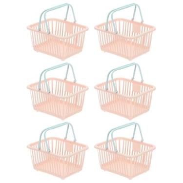 Imagem de PATIKIL 6 peças de cesta pequena de plástico, mini cesta de armazenamento de mercearia pequenas cestas de compras com alças organizador de água filtrada para organizar brinquedos, ovos, frutas