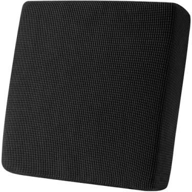 Imagem de SUBRTEX Capa de almofada para cadeira superelástica, capa de almofada de sofá de elastano durável, capa de substituição para poltrona RV, assento de barco (pequeno, preto)