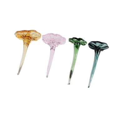 Imagem de IEUDNS Mini estatueta floral de vidro em miniatura para decoração de casa, artesanato, pequenas flores artificiais, presentes para festa em sala, mesa de, Folha de Lótus Verde