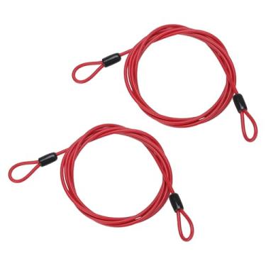 Imagem de PATIKIL Cabo de aço inoxidável revestido de vinil de 5/81.3 cm de diâmetro com laços, 2 peças de corda de fio flexível de 2,1 m (200,7 cm) Cadeado de corrente de segurança para iluminação de palco ao