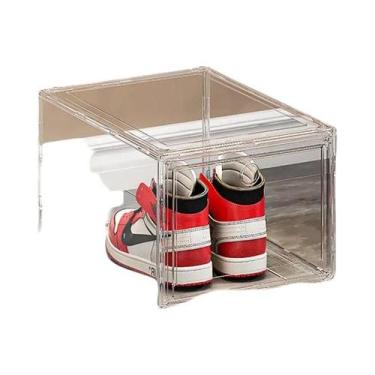 Imagem de Caixa De Sapatos Dobrável Transparente, Armazenamento Com Sucção Magné