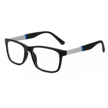 Imagem de Armação de Óculos Para Grau Masculina Robusta Com Haste Durável Confortável Suporta Grau Alto Dobradiça em Metal com Molas Acabamento Emborrachado Óculos Detalhes com Relevo (Preto Com Branco)