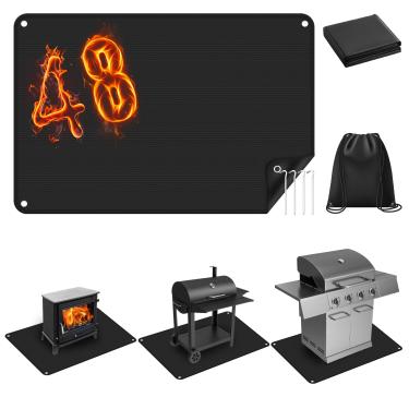 Imagem de HE-SANQI Tapetes para churrasqueira de 122 x 76 cm para churrasqueira externa, tapete externo frente e verso à prova de fogo, lareira interna/lareira, protetor de terra/grama/cerca, design à prova de