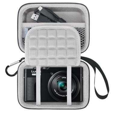 Imagem de Lacdo Câmera Carry Case para Panasonic LUMIX ZS99/LX10/ZS80/ZS100/ZS70/ZS200/ZS60 Point & Shoot Câmera, Proteção Câmera Armazenamento Bolsa de Viagem, Bolsa de Malha para Bateria, Cabo, Preto + Cinza