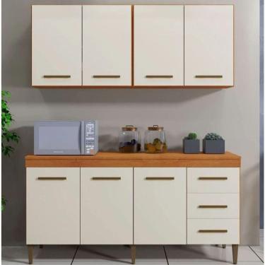 Imagem de Cozinha Completa Atenas 7 Portas 3 Gavetas Kaiki Móveis - Nature/off