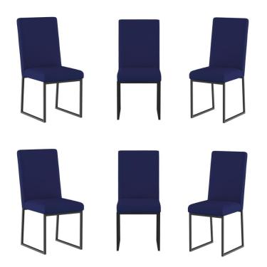 Imagem de Kit 6 Cadeiras de Jantar com Base de Ferro Preto