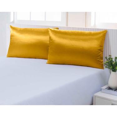 Imagem de Kit 02 Fronhas De Cetim Com Zíper Anti Frizz Macio 50cm x 70cm (01 Par