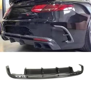 Imagem de Peça de modificação preta brilhante para para-choque traseiro de carro de fibra de carbono real para S-Class COUPE W217 S63 BR 2014 Kit de carroceria