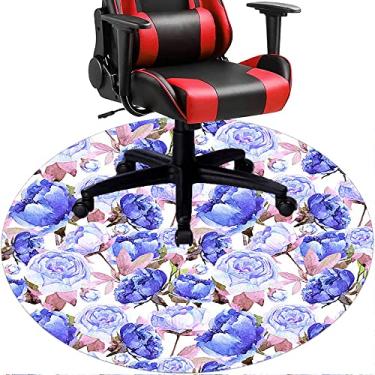 Imagem de Tapete de cadeira de escritório com flores, textura de flor, tapete de cadeira de mesa para piso de madeira de escritório em casa, protetor de piso de pilha baixa, redondo 78,7 cm