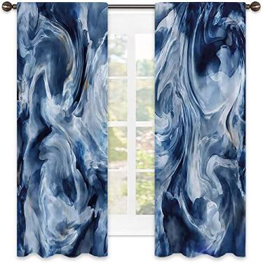 Imagem de Cortinas blecaute de mármore para quarto - Cortinas escurecidas com isolamento térmico para sala de estar, L 250 x C 213 cm