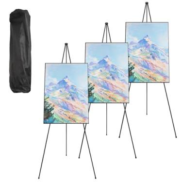 Imagem de SHUESS Pacote Com 4 Cavaletes Pretos De 63" Para Placas Casamento, Metal Dobráveis Portáteis, Placas, Pôsteres Ajustáveis, Logotipos, Artes, Pintura, Piso Bolsa Armazenamento