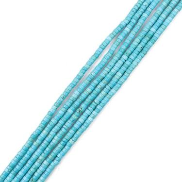 Imagem de 160 peças 4 x 2 mm Azul Turquesa Heishi Disc Rondelle Espaçador Pedra Natural Pedras Preciosas Semipreciosas Contas Soltas para Fazer Joias 38 cm A
