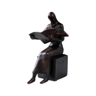 Imagem de Suportes para livros Estatueta de leitura, suporte de livros, escultura de resina para leitor de livros, para prateleiras, mesa de escritório Suporte para livros(Woman)
