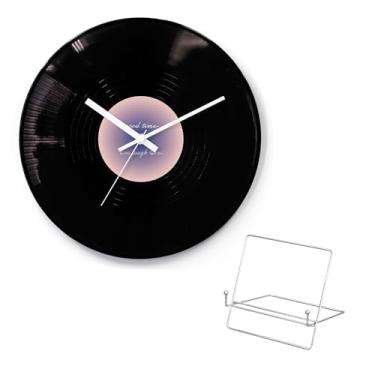 Imagem de HMTRADE Relógio de parede com discos de vinil de 30,48 cm, operado por bateria, decoração de sala de música, arte pendurada, escritório, escola, sala de aula, relógio de parede de vinil retrô 3D para