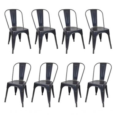 Imagem de Kit 8 Cadeiras Tolix Iron Ferro Preta Fosca Aço Industrial Sala Cozinha Jantar Bar