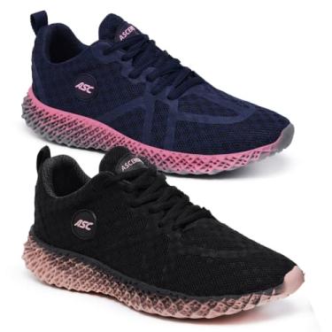 Imagem de Kit 2 Pares Tênis Ortopédico Feminino Ascension – Conforto, Estilo e Leveza para Caminhar Bem Todos os Dias (Marinho+Pink/Preto+Rose, BR, Adulto, Numérico, 39)