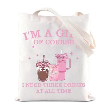 Imagem de ENSIANTH Tumbler Iced Coffee Coquette Bow Gift Pink Coquette Social Club Tote Bag Drink Lover Shoulder Bag Three Drinks Gift, Bolsa com três bebidas