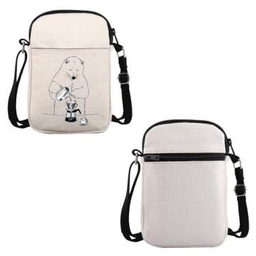 Imagem de VAMSII Ursos polares presente amante urso polar design café bolsa transversal co-ffee bebedor bolsa viagem presente barista, Polar Bear Coffee Design C