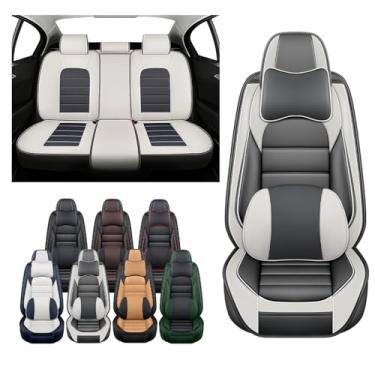 Imagem de LQSAOFU Capas de assento de carro para Corolla Hybrid 2023-2025 | Conjunto completo de capas de assento de couro | Capas de assento impermeáveis e antiderrapantes (conjunto completo com travesseiro