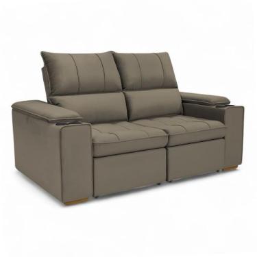 Imagem de Sofá Retrátil Reclinável 2 Lugares 1,90m Boni Veludo Capuccino - Loja 