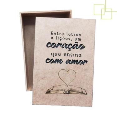 Imagem de Caixinha Retangular em MDF Decorada Presente Professores 15x10x5 - Exp