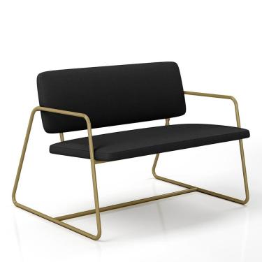 Imagem de Namoradeira Estofada Sintra Industrial Dourado/suede Preto - M.a