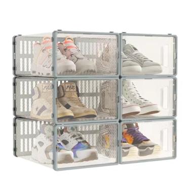 Imagem de KIT6 Caixa Organizadora Para Tênis Sapatos Multiuso Empilhável Tampa Flip Feminino Masculino