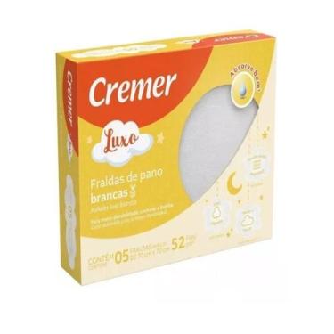 Imagem de Fralda de Pano Branca Cremer Luxo Para Bebê Com 5 Peças 70cmX70cm Teci